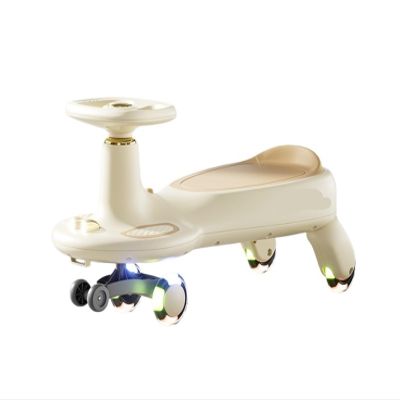 Swing Car Ride On Toys for Kids Flashing Wheels Lights Music, Gift for Boys & Girls Aged 3 Years Old and up(Gold)