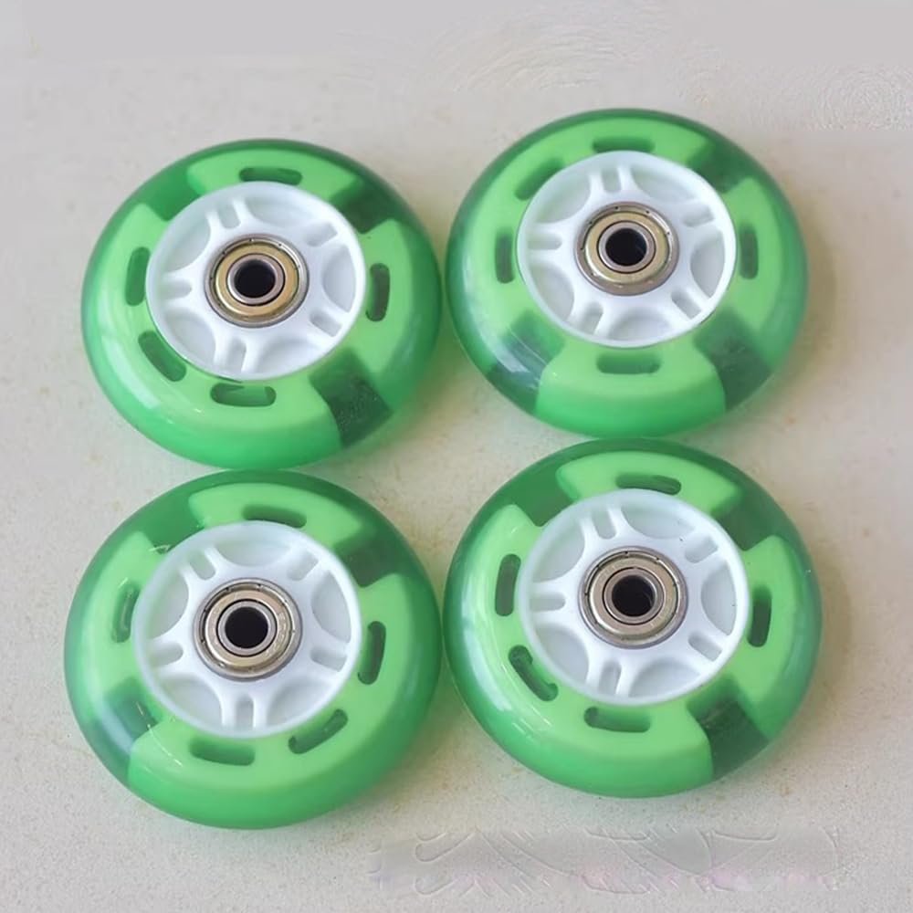 4-Pack Silent Replacement Wheels for Twist Cars 80 * 24mm Universal Size Front & Rear Wheels Wear-Resistant PU Wheels for Kids' Swing Cars (Green)
