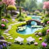 Mini Garden Bench Set, 2Pcs Dollhouse Park Chair Ornaments view 3