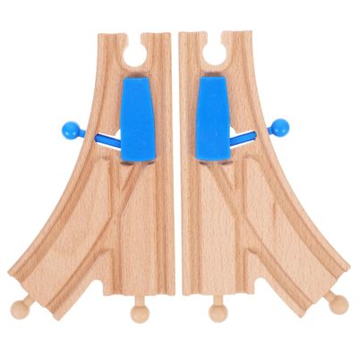 Garneck 2pack Wooden Train Track Intersections Switch Track Accessories Toy Train Set Compatible with Major Brands Kids' Educational Play and Creative Building