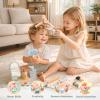 Wooden Makeup Toy Set with Storage Bag, 15PCS Hair Salon Toys for Girls, Wooden Hair Salon Play Set with Mirror & Hair Dryer, Pretend Makeup for Toddlers 3-5, Play Hair Styling Set Birthday Gift view 2
