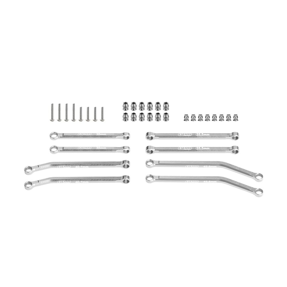 Aluminum 7075-T6 Alloy Front & Rear Link Set for Axial 1/30 SCX30 Ford Bronco AXI-2048 / Jeep Wrangler AXI-2261 Rock Crawler Upgrades - Silver