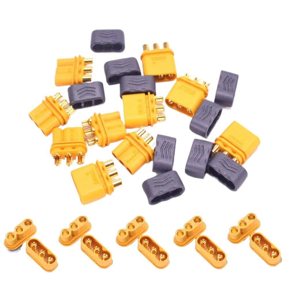 5 10 20 Pairs Amass MR30 MR30-M Connector Plug with Sheath Female Male Plated for Lipo Multicopter Airplane(10pairs)