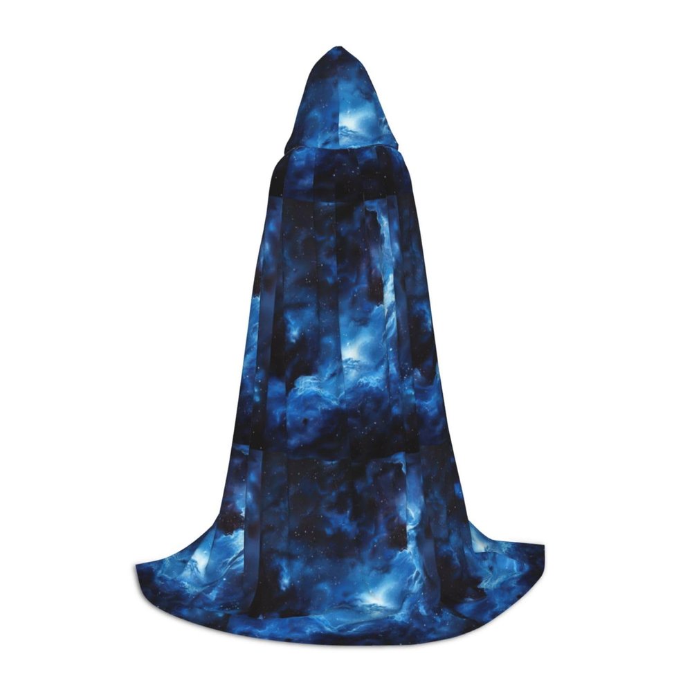 DRTGEDS Blue Galaxy Long Cape Cloak For Teens Cosplay Costume Gothic Fantasy Medieval Renaissance Fair Stage
