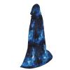DRTGEDS Blue Galaxy Long Cape Cloak For Teens Cosplay Costume Gothic Fantasy Medieval Renaissance Fair Stage view 2