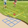 kowaku Outdoor Tac Toe Game Backyard Toy Funny Classical with Ground Stakes Tossing Game for Patio Travel Festivals BBQ Camping, Blue B view 2