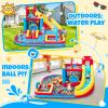 GYMMALL Bounce House with Slide & Blower, Inflatable Water Park Bouncy Castle with Climbing Wall, Ball Pit & Water Cannon for Indoor Outdoor Backyard Play view 2