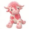 Adorable Pink Highland Cow Plush, Cute Soft Highland Cow Stuffed Animals, Anniversaries and Valentine's Day Gift for Girl (Without Roses) view 1