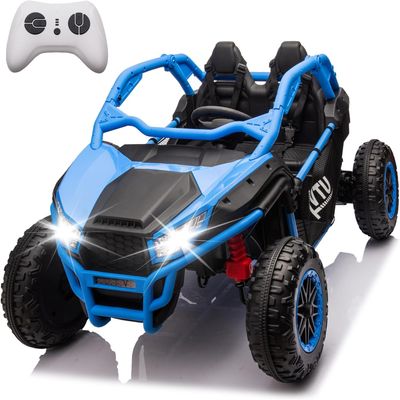 24V Ride on Toy for Big Kids, 2 Seater UTV w/Remote Control, 6 MPH, 400W Power Engines, Kids Electric Vehicles w/20 Spacious Seat, 3 Speeds, Bluetooth, Power Vehicles Wheels for Boys Girls,Blue