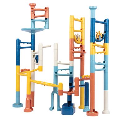 MindWare Marble Run  Neutral Colors | 103-Piece Marble Run Set with 20 Marbles | STEM Construction Toy for Kids