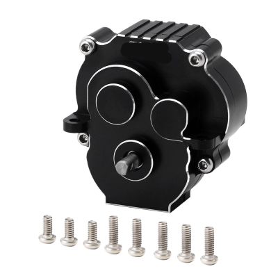 for INJORA CNC Aluminum Complete Transmission with 180 Brushed Motor 48T for 1/18 RC Crawler TRX4M Upgrade(Black)