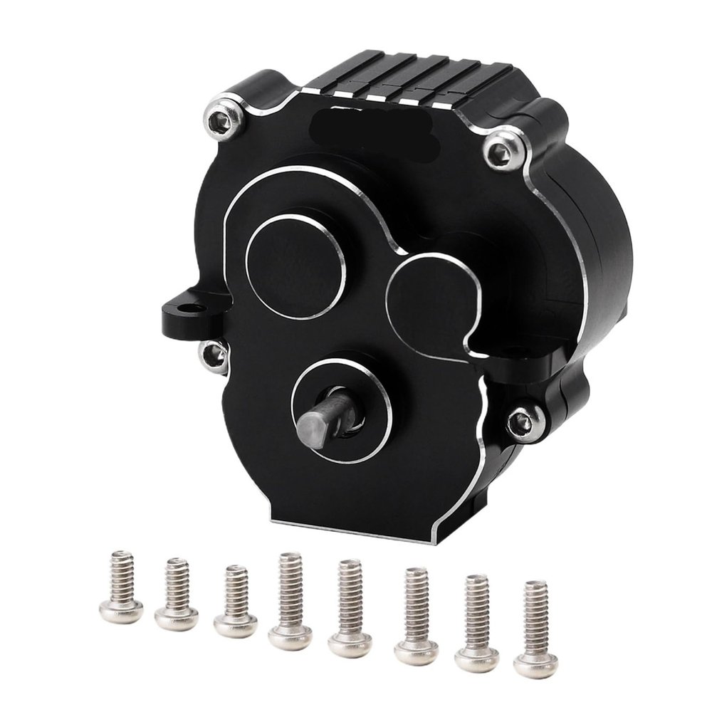 for INJORA CNC Aluminum Complete Transmission with 180 Brushed Motor 48T for 1/18 RC Crawler TRX4M Upgrade(Black)