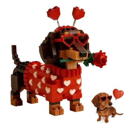 2026 Valentines Day Exclusive Dachshund Brick Set,Cute Dachshund Dog Building Toy Set,3D Dachshund Building Block, Valentine Dog Building Kit Gift for Dog Lovers