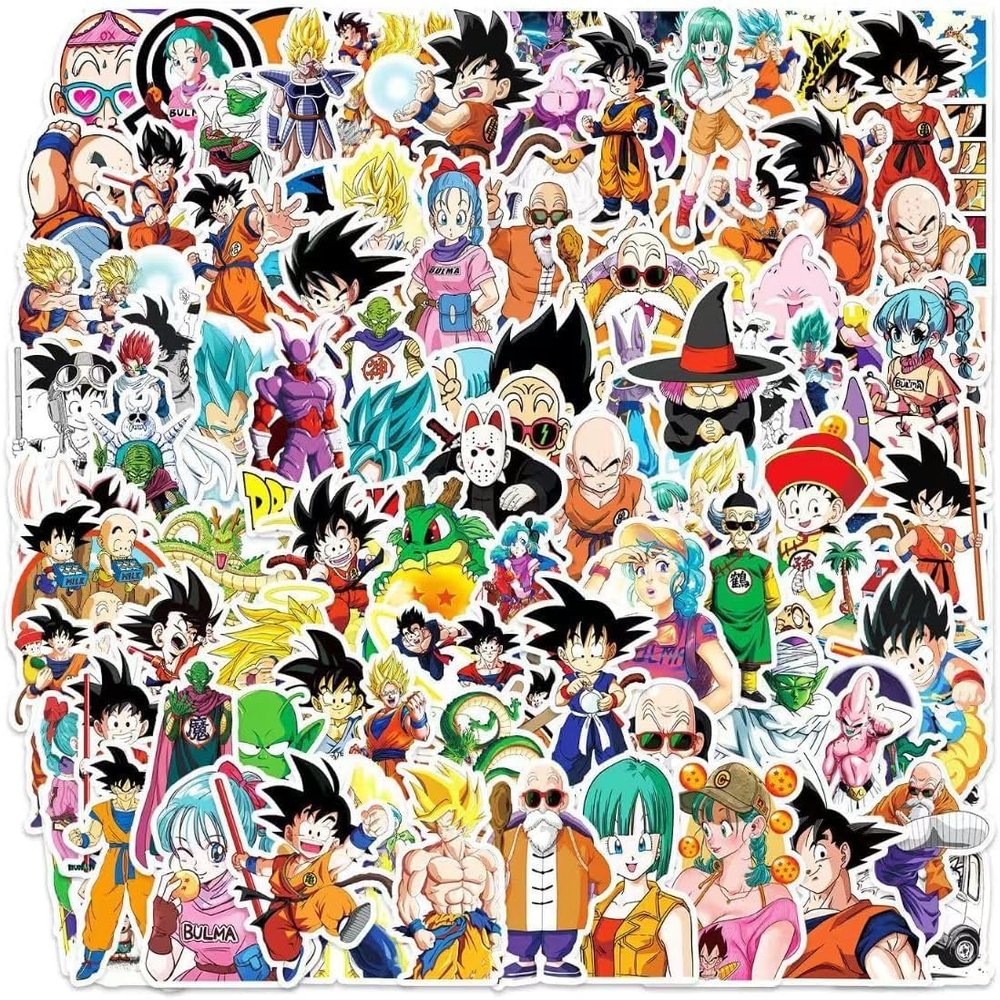 100 Pcs for Dragon Ball Stickers Cartoon PVC Sticker, Gifts for Laptop Water Bottle Skateboard Party Supplies Decorations Teens Kids