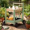 ROBOTIME Kids Gardening Tools with Cart Wheelbarrow - Wooden Outdoor Garden Toys Set with Watering Can, Shovel, Hand Rake & Plant Labels, Outdoor Backyard Play Toys for Toddler Gift (Green) view 1