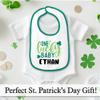 Smiling Jindo Personalized St. Patricks Day Baby Bib One Lucky Baby Design with Custom Name, Soft Cotton Terry view 3