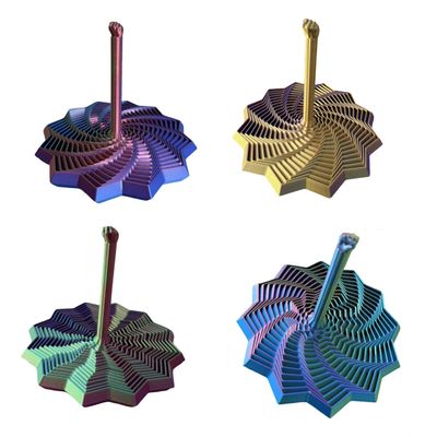 3D Printed Expanded Sensory Fidget Star - Transformable Stress Relief Toy with Handle, Colorful Spiral Design, Ideal Stress Relief Gift, Anti-Anxiety Finger Toy for Office (4 pcs)