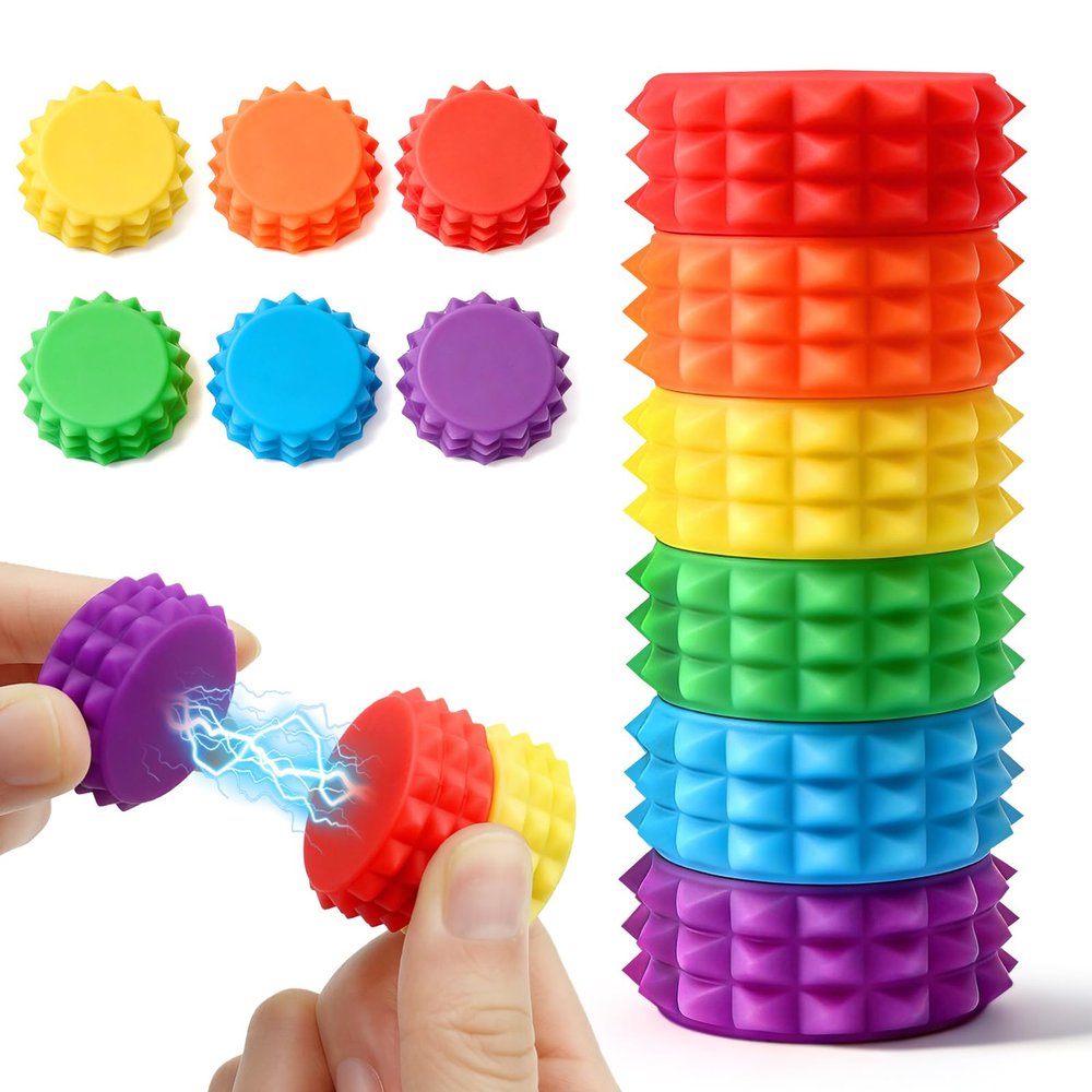 6PCS Magnetic Fidget Toys - Silicone Magnetic Balls for Adults & Teens | Stress Relief Sensory Toy for Autism / ADHD / Anxiety, Quiet Play in Office Travel Classroom