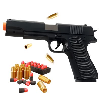 Foam Bullet Toy Gun with 2 Magazines, 40 Shells and 50 Soft Bullets, Complete Gift Set for Kids Ages 6+, Realistic Shell Ejection, Auto Slide Return, Long Range Outdoor Play