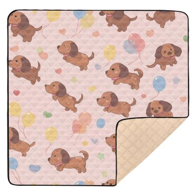 SyXIOP Crown Brown Dogs Colorful Balloons Cute Baby Gym & Activity Mat for Floor Portable foldable Activity Entertainment Mat for Baby Toddler Infant, 50'' x 50''
