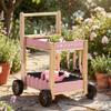 ROBOTIME Kids Gardening Tools with Cart Wheelbarrow - Wooden Outdoor Garden Toys Set with Watering Can, Shovel, Hand Rake & Plant Labels, Outdoor Backyard Play Toys for Toddler Gift (Pink) view 1