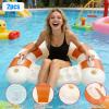 2 Pack Pool Chairs with Cup Holders-Inflatable Pool Floats for Adult,Blow up Floats Chair,Striped Pool Float Chairs for Relaxing Summer Water Fun Swimming Party Supplies (Orange) view 3