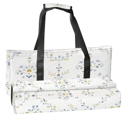 3 Pcs Empty Mahjong Bag Set French shabby chic damask texture Dainty flower blue yellow seamless Soft American Mahjong Tile Carrying Case Rack and Pushers Bags Game Night Accessories Gifts for Women