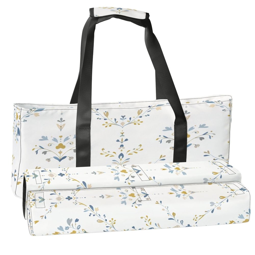 3 Pcs Empty Mahjong Bag Set French shabby chic damask texture Dainty flower blue yellow seamless Soft American Mahjong Tile Carrying Case Rack and Pushers Bags Game Night Accessories Gifts for Women
