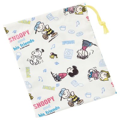 Skater KB63SN-A Children's Cup Bag, Drawstring Bag, Made in Japan, Snoopy Fun Friends, Boys, Girls,