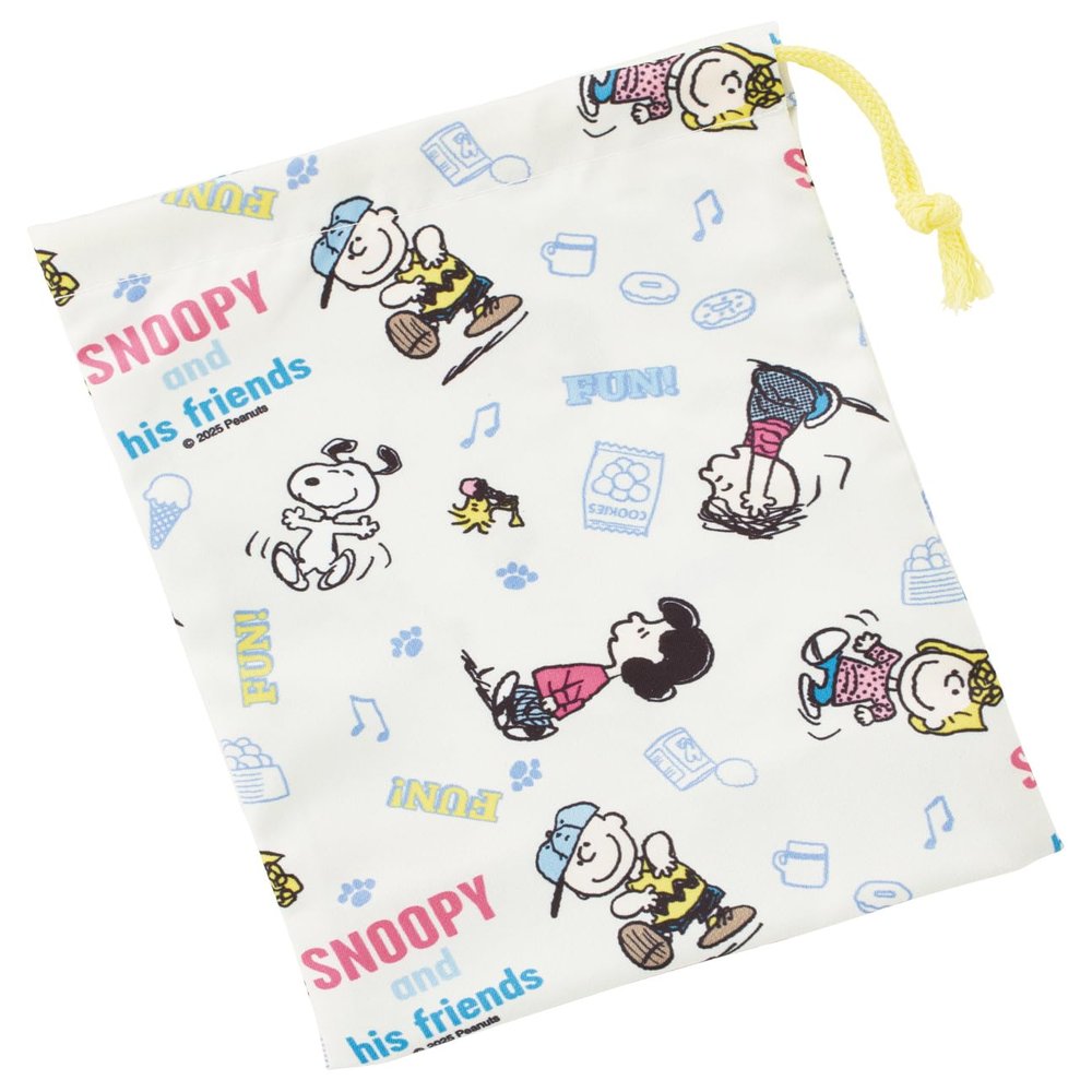 Skater KB63SN-A Children's Cup Bag, Drawstring Bag, Made in Japan, Snoopy Fun Friends, Boys, Girls,