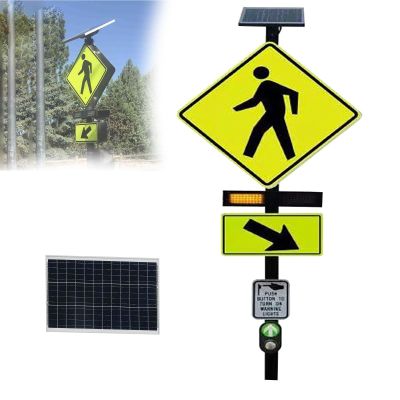 Pedestrian Crossing Sign, Engineer-Grade Reflective Aluminum Traffic Signs,Weatherproof Aluminum Crosswalk Warning Sign for Park School Traffic Safety Alert(Medium)