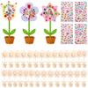 14 Sets DIY Paintable Wood Flowers Photo Holders, Mother's Day Crafts Wooden Flower Picture Frames, Spring Flower Pot Unfinished Wood Ornament with Gems Stickers for Painting Mothers Day Birthday Gift view 1