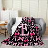 Kids Coquette Pink Black Bow Fleece Throw Blanket Baby 30"x40" Personalized Initial E for Bed Couch Chair Living Room for Boys Girls Teens Bowknot Flannel Blanket Plush Fuzzy Microfiber Princess view 1