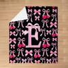 Kids Coquette Pink Black Bow Fleece Throw Blanket Baby 30"x40" Personalized Initial E for Bed Couch Chair Living Room for Boys Girls Teens Bowknot Flannel Blanket Plush Fuzzy Microfiber Princess view 3
