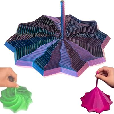 3D Printed Expanded Sensory Fidget Star, Fractal Fidget Hexagon with Handles, Colorful Whirling Spiral Design, for Relieving Stress, Irritability and Relaxation (Gradient Purple, Small)