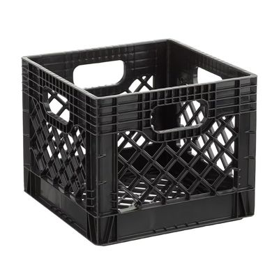 16QT Heavy Duty Plastic Milk Carton, Black, with Built-in Handle