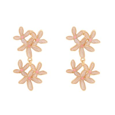 6 * 2.8cm Bohemian Multi Layer Small Flower Pendant Handmade Vintage Earrings,white,6 * 2.8cm