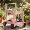 ROBUD Kids Gardening Tools Set with 2-Tier Wooden Cart Wheelbarrow, Toddler Gardening Set with Watering Can, Shovel, Rake & Plant Labels, Outdoor Backyard Garden Toys for Girls, (Pink) view 1