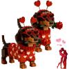 2026 Valentines Day Exclusive Dachshund Brick Set, Dachshund Building Block Set with Rose, Romantic Cute Dog Building Blocks Toy, for Dog Lovers,Valentine's Day Gift for Her Him (2 PC) view 1