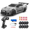 1:20 Scale 4WD RC Drift Car, 2.4G Remote Control Racing Car with LED Lights, High Speed Drift Vehicle for Adults, Interchangeable Drift Tires and Racing Tires, Air Force Gray view 1