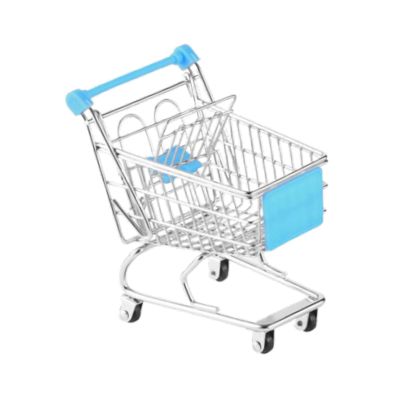 Rtuopk Mini Shopping Cart Desktop Organizer Decorative Ornament Children Push Cart Toy Supermarket Toy, Blue