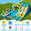 Bounce House, Inflatable Dual Water Slide, 10 in 1 Inflatable Bounce House for Kids Backyard Water Park with 750W Blower, Climbing Wall, Water Gun, Sprinkler, Outdoor Bouncy Castle Slide view 2
