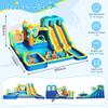 Bounce House, Inflatable Dual Water Slide, 10 in 1 Inflatable Bounce House for Kids Backyard Water Park with 750W Blower, Climbing Wall, Water Gun, Sprinkler, Outdoor Bouncy Castle Slide view 3