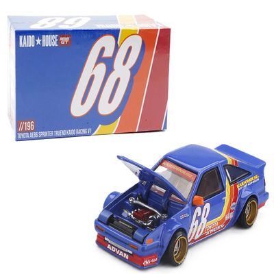 1:64 Diecast Model Car Compatible with Toyota AE86 Sprinter Trueno Kaido Racing V1Blue Limited Edition by Kaido House x Mini GT KHMG196