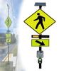 Flashing Pedestrian Crossing Sign, Aluminum Road Traffic Street Warning Sign, Engineer Grade Reflective Film, Solar Powered for Road Safety,Bright Blinking Alert for Drivers(Small) view 1