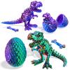 2 Packs Easter 3D Printed Dinosaur Toys for Boys 3-5 Years Skeleton T-Rex Figure with Large Storage Crystal Eggs Easter and Birthday Gifts Fidget Toys for 3 4 5 6 7 8 9 10 11 12 Years Old Boys Girls view 2