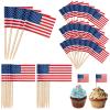 100 Pcs American Flag Toothpicks - Premium Patriotic Cupcake Toppers with Double-Sided Printing | Larger Flags for 4th of July, Juneteenth, Veterans Day Party Decorations & Home Festive Display view 1