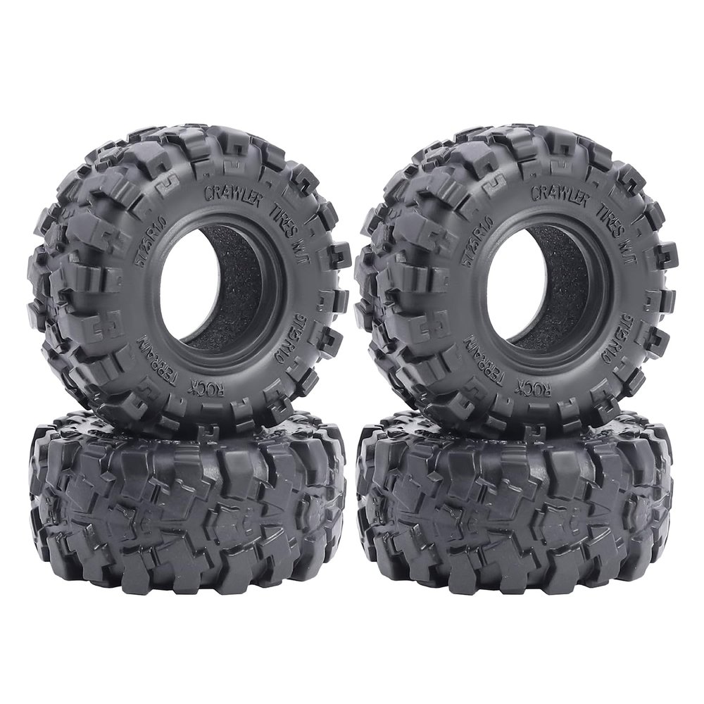 4PCS 1.0" Soft Rubber Tyres Mud Terrain Wheel Tires 58x24mm 63x24mm for 1/18 TRX4M 1/24 Axial SCX24 Bronco Fcx24 RC Crawler Upgrade Part (C 58X24mm)