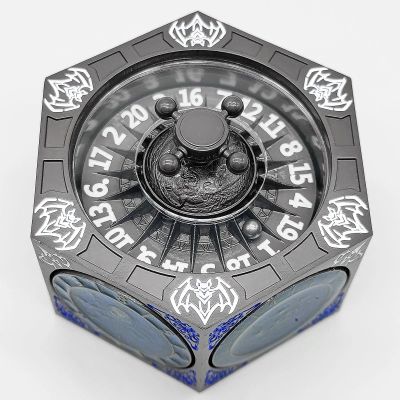 7-in-1 Mechanical Rotating Dice, Metal One-Piece Dice Set, Comes with Gift Box, Suitable for Role-Playing (Pearl Gun Color - Blue)