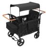 4 Seater Wagon Stroller, Foldable 4 Seats Outdoor Stroller Wagon with Removable Canopy, 5-Point Safety Harness and Adjustable Handlebars view 1